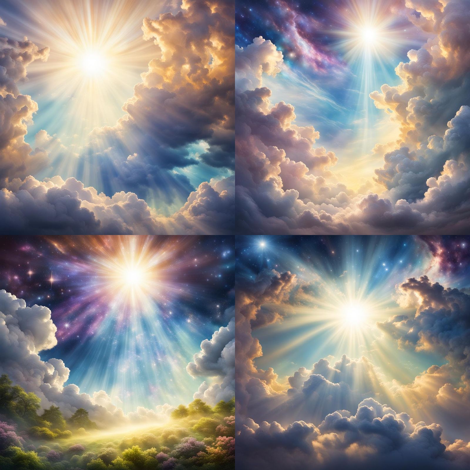 Heavenly Galaxy with Divine Light Rays