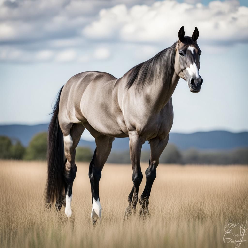 Grulla Quarter Horse in Open Field