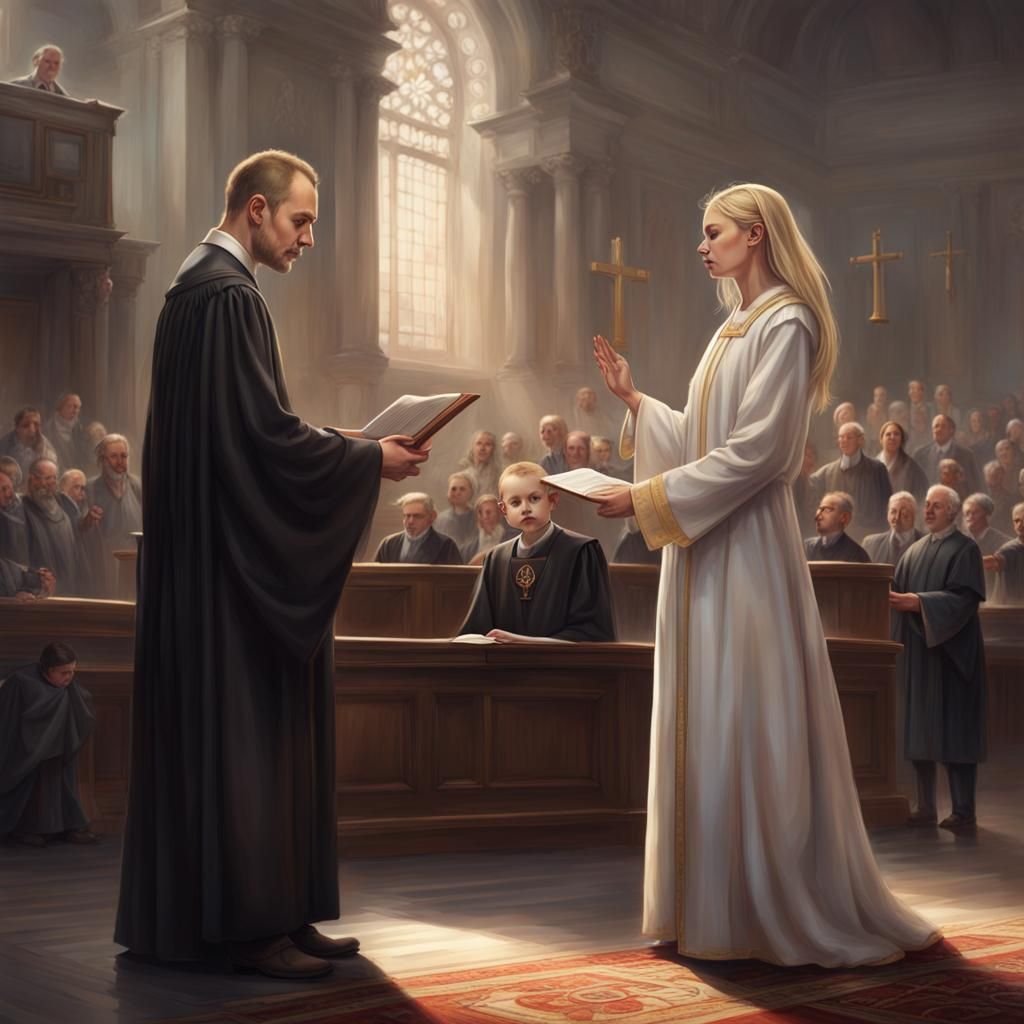 Slavic Priest Blesses Judge Sister in Courtroom