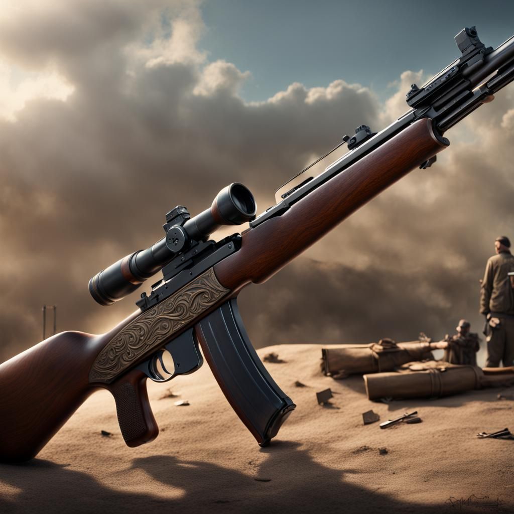 M1 Garand Rifle: Epic Digital Matte Painting