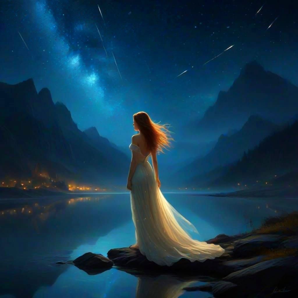 Ethereal Summer Night Sky with Celestial Maidens