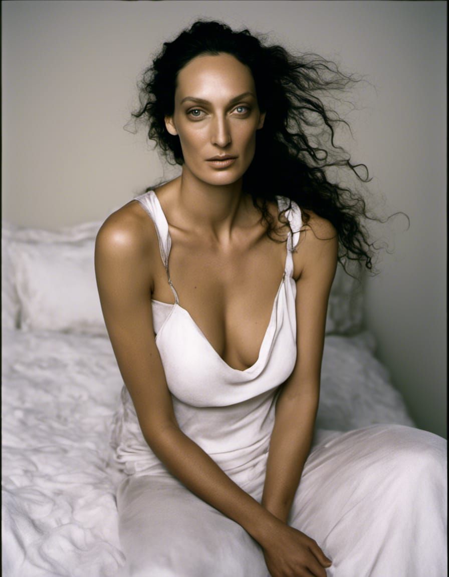 Expressive Portrait of a Woman with Black Hair