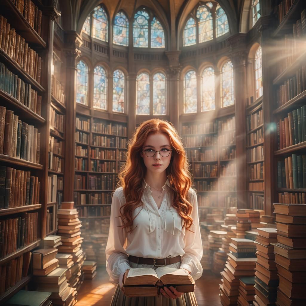 Ethereal Portrait in Library with Kinkade Lighting