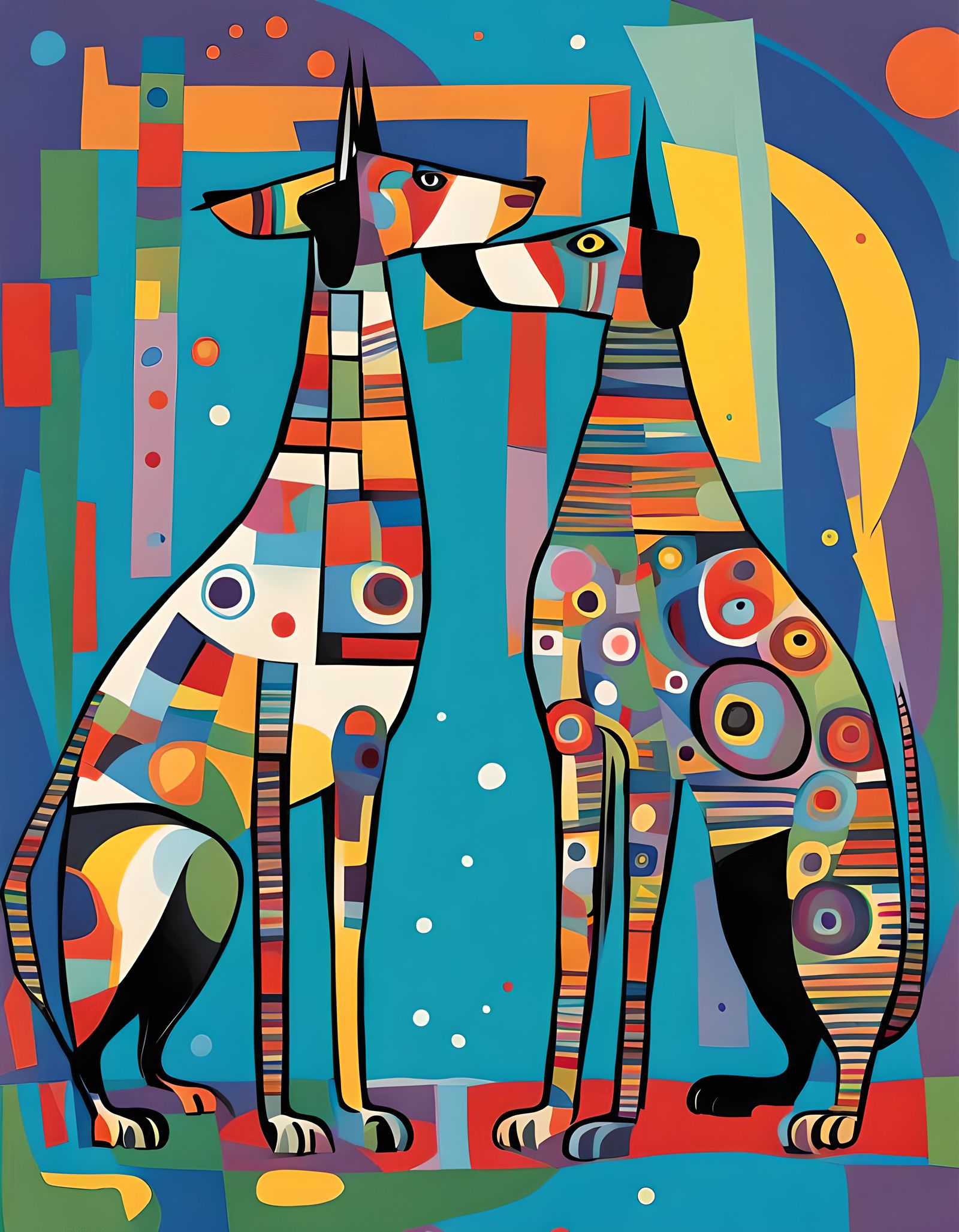 Dogs in the Style of Kandinsky