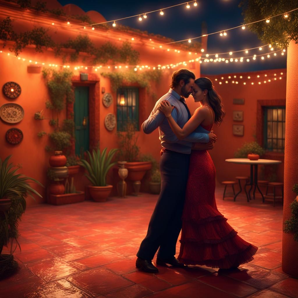 Passionate Tango Dancers in Hyperrealistic Style