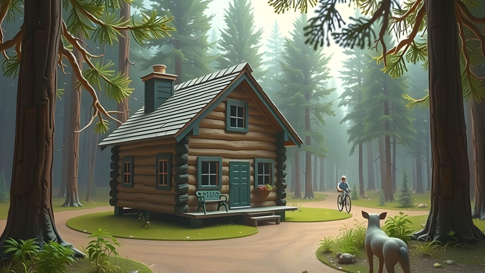 Cozy Lincoln Log Cabin in Folk-Art Style