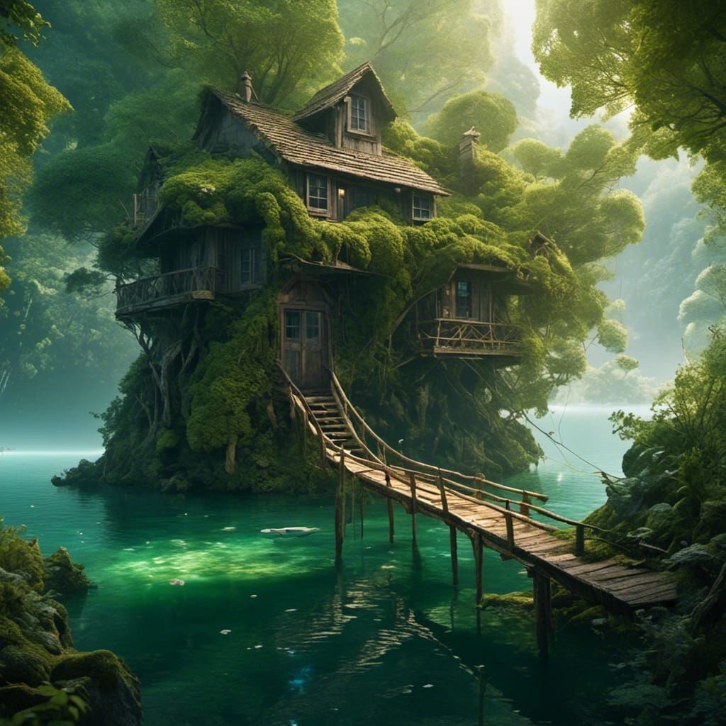 Cabin by Lake: A Digital Matte Painting