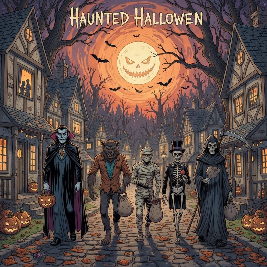 Classic Monsters Trick-or-Treating in Haunted Village