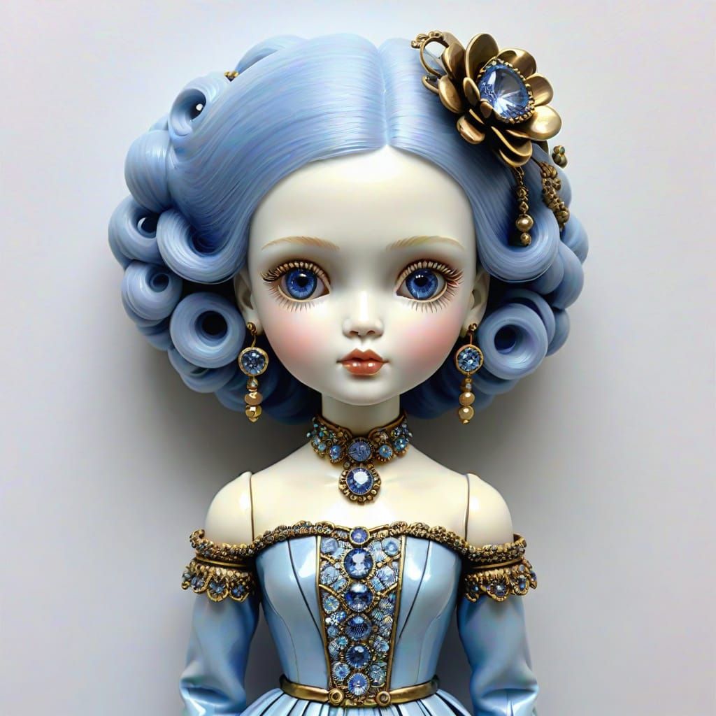 Surreal Pastel Goddess in Vintage Brass Armor