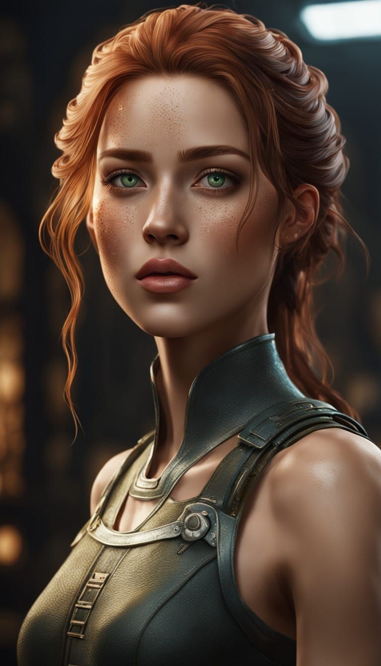 Ethereal Fantasy Portrait in Luminous Green