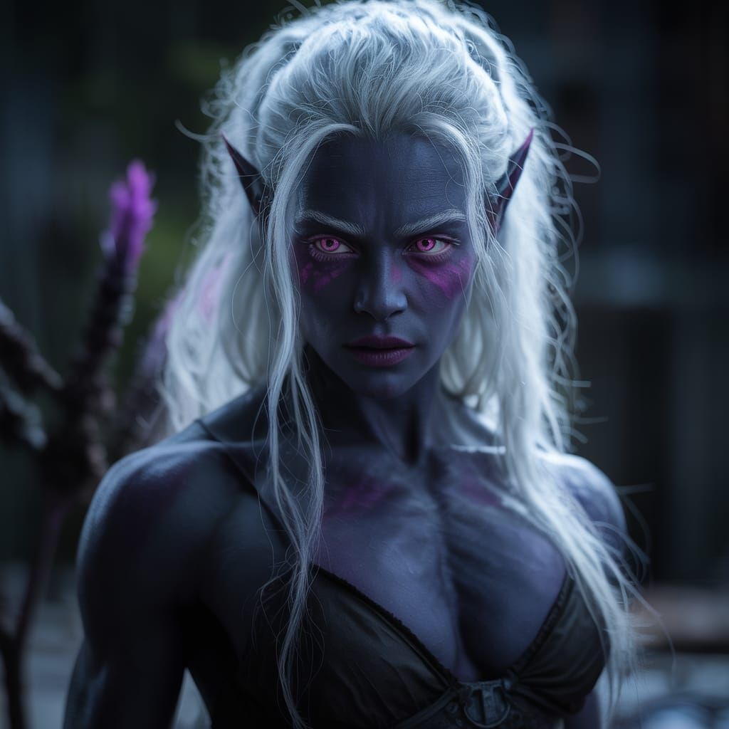 Muscle-Bound Drow Warrior in Cinematic Fantasy Art