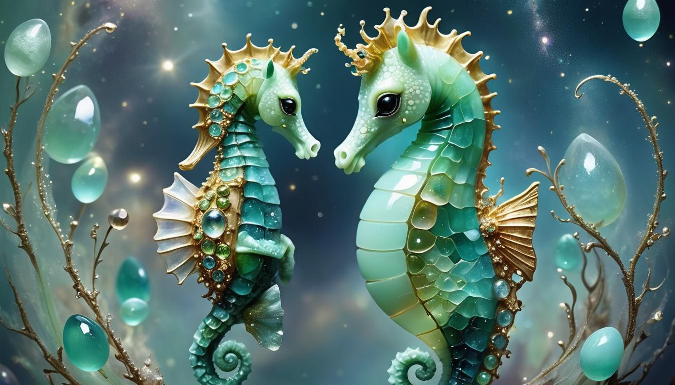 Galactic Egg with Seahorse in Burton-esque Style