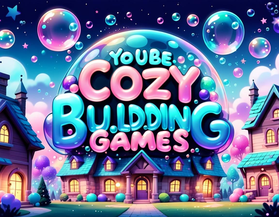 Cozy Building Games YouTube Banner in Pastel Ombre