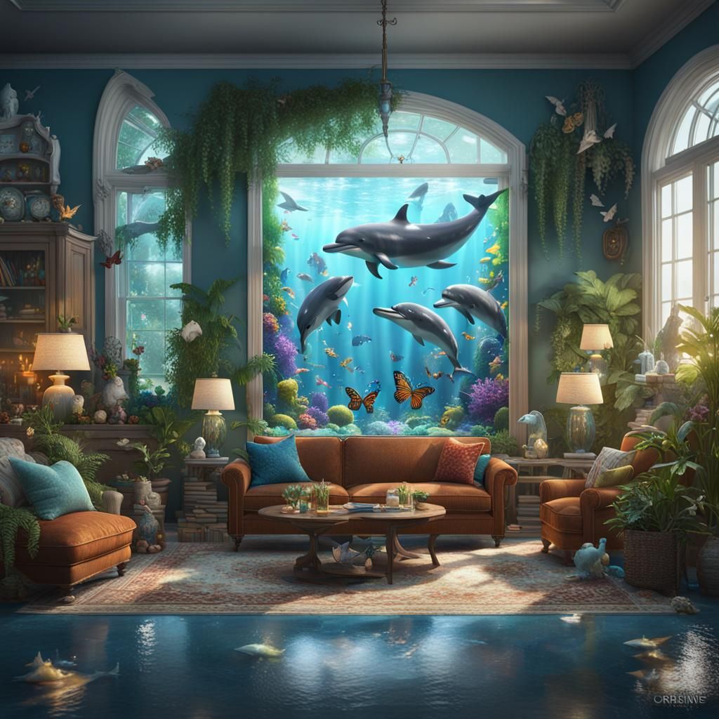 Fantastical Fishbowl: Dolphins, Unicorns, and Butterflies