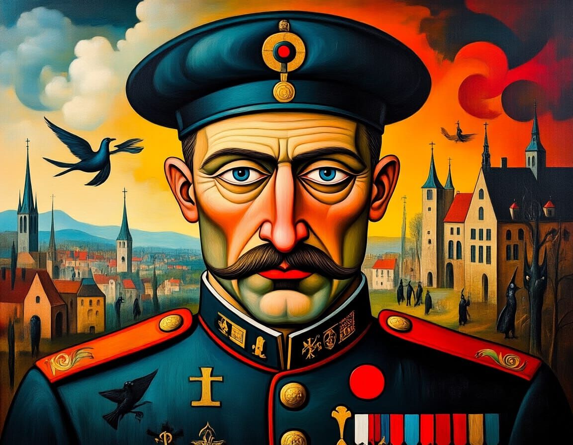 Good Soldier Svejk: Surrealist Oil Painting