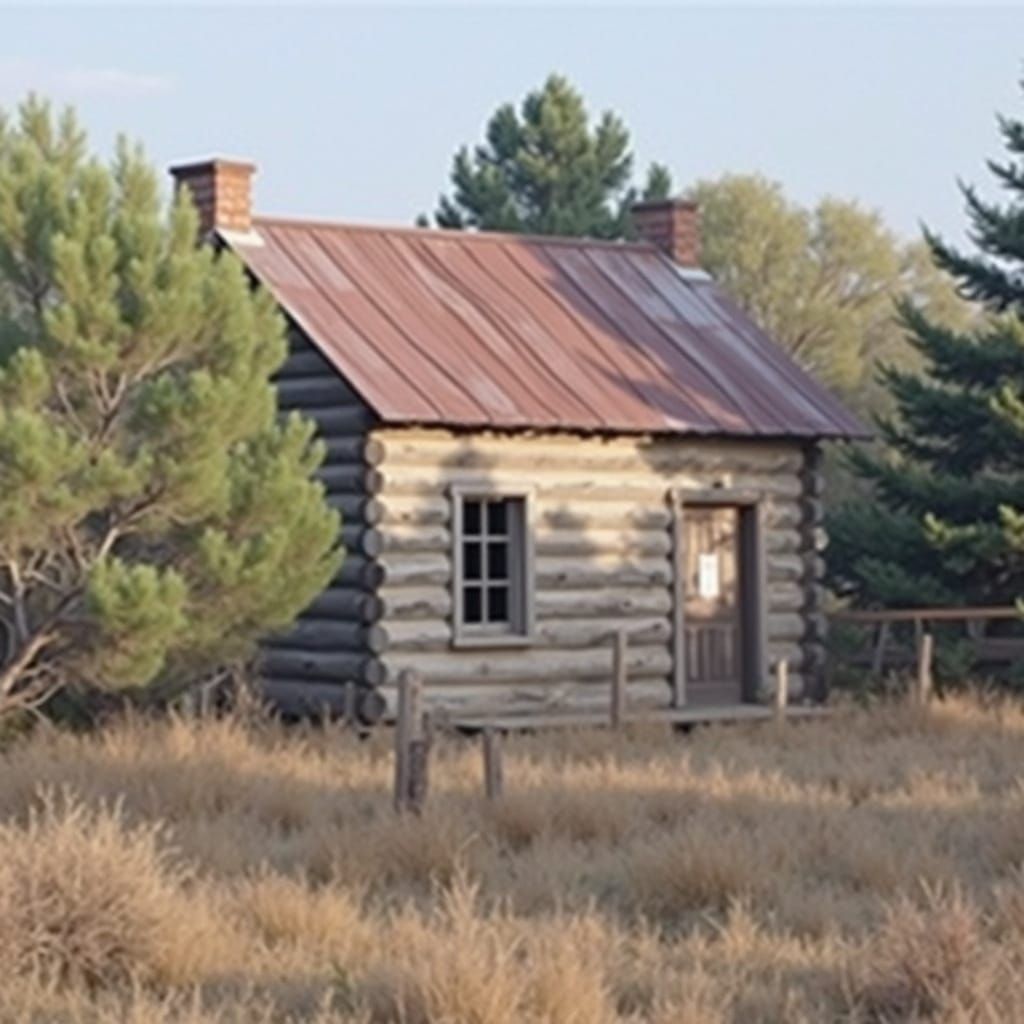 Rustic Log House in Hyperrealist Photography Style