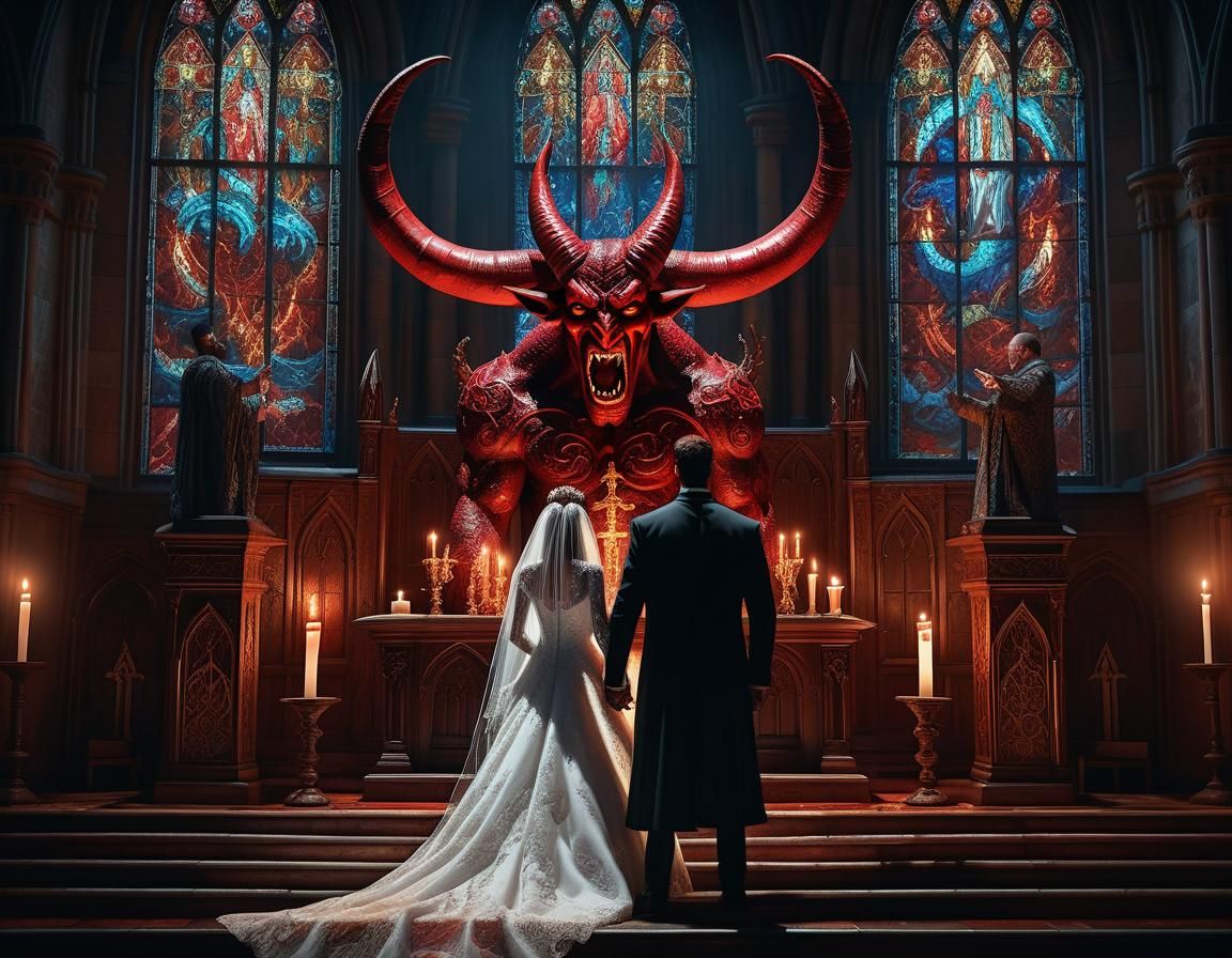 Devil Officiating Wedding, Fantasy Concept Art