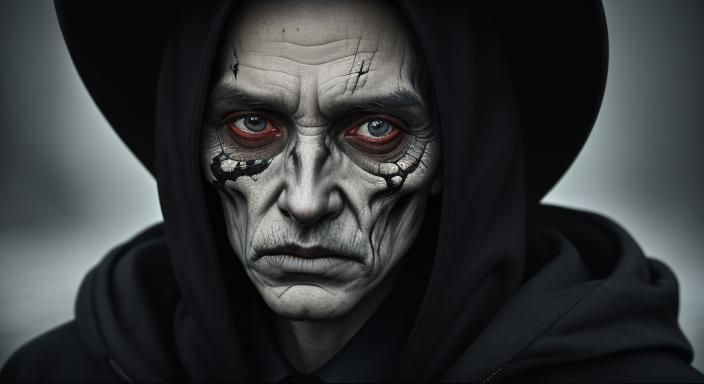Dramatic Grim Reaper Portrait in Ambient Light