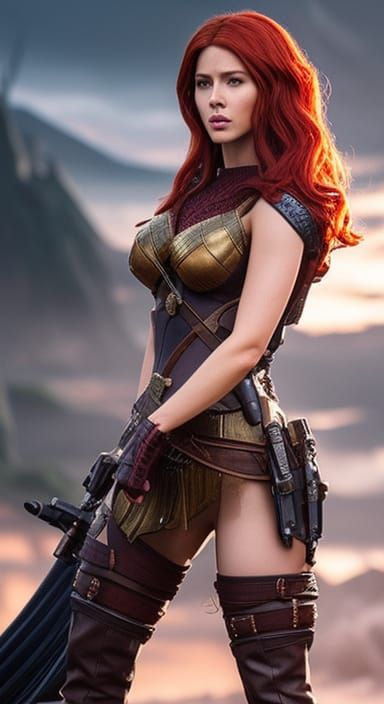 Hyperrealistic Scarlett Johansson as Triss in Witcher Style