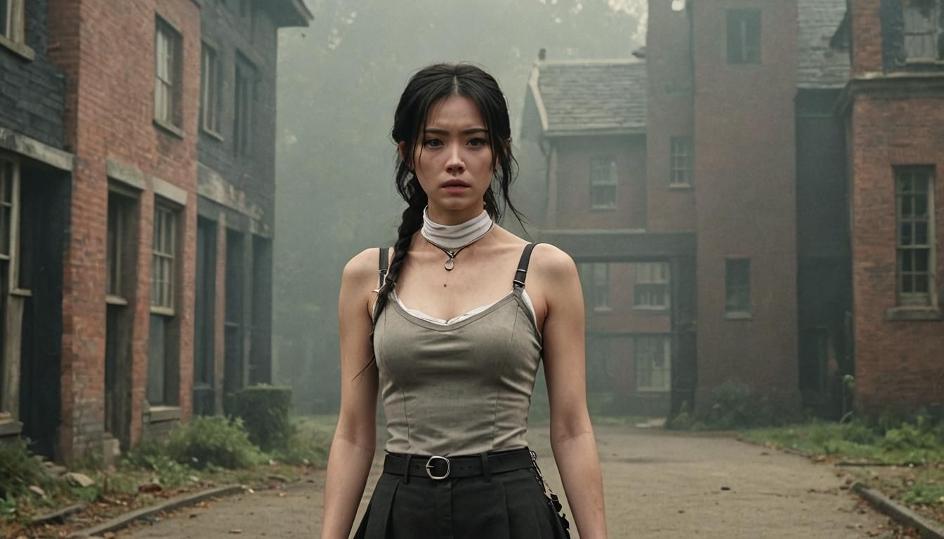 Young Woman in Battle at Haunted School