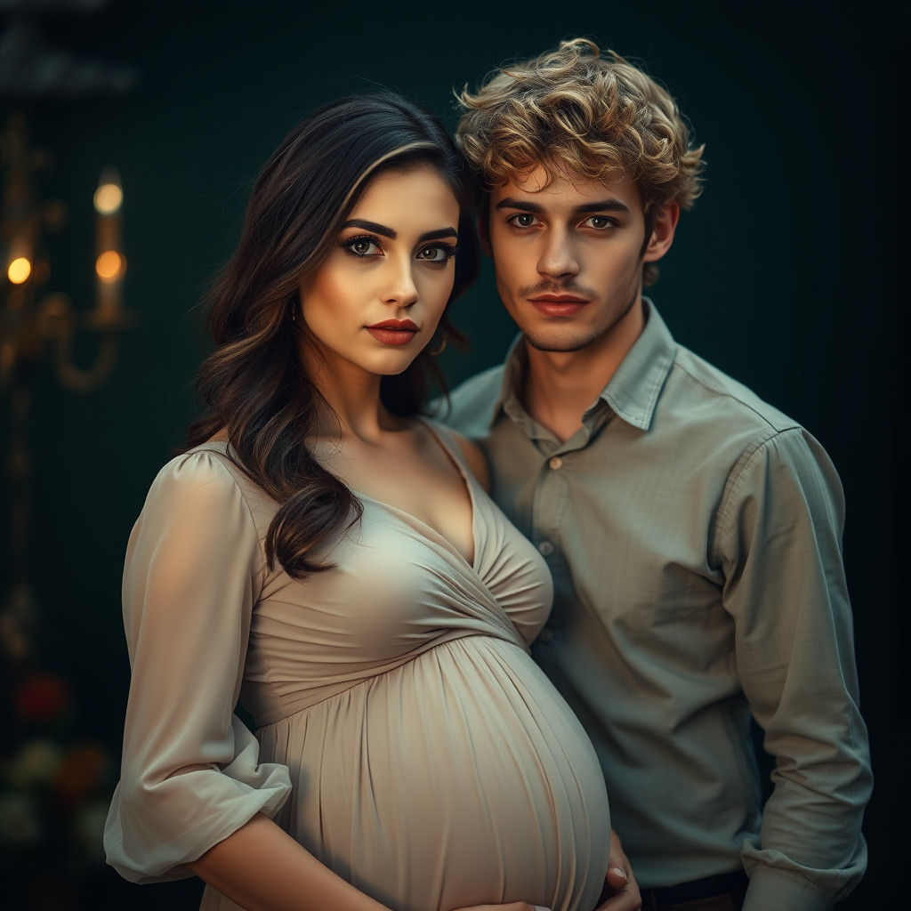 Romantic Portrait of a Pregnant Couple in HDR
