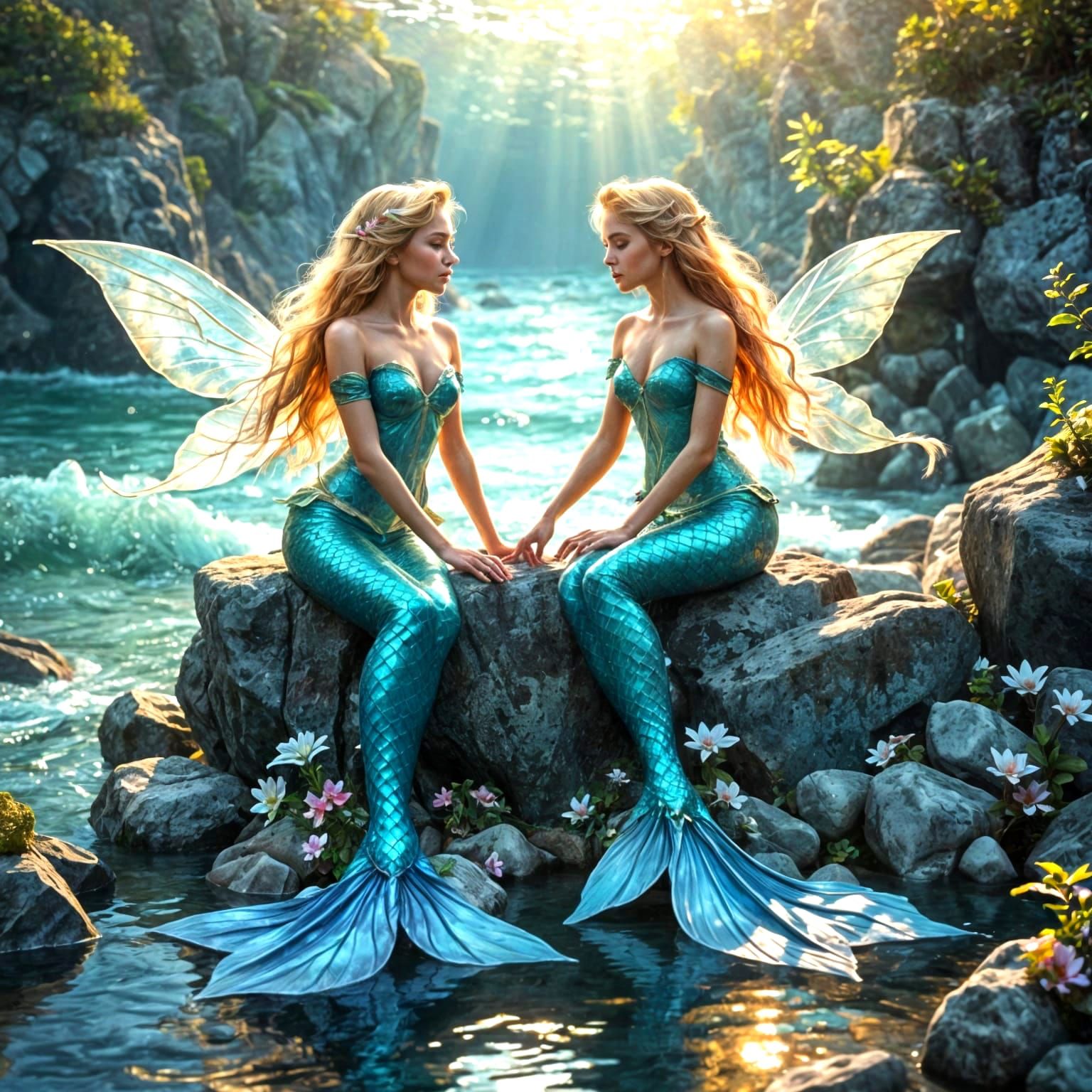 Ethereal Mermaid Princesses in Whimsical Oceanic Dreamscape