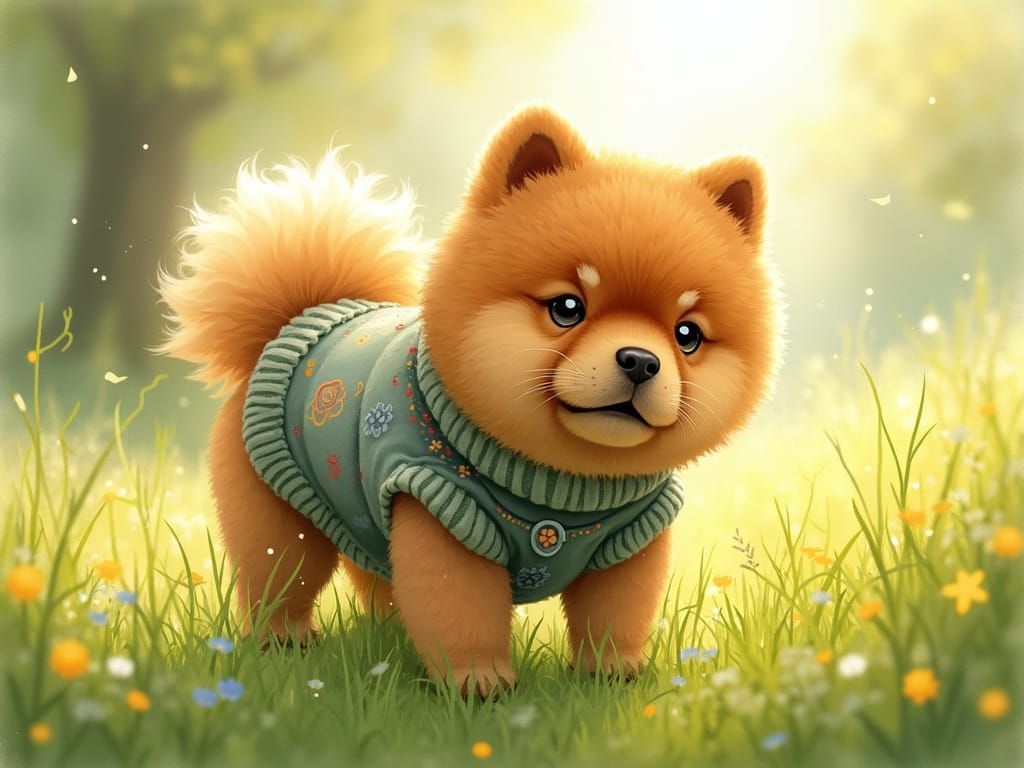 Charming Chow Chow in Whimsical Watercolor Style