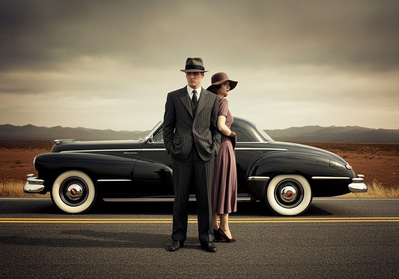 Vintage Roadside Encounter in Classic Americana Style