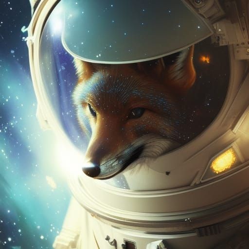 Fox in Space Suit: Hyperdetailed Futuristic Portrait