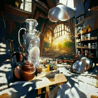 Alchemist's Laboratory: Oil Painting in Fantasy Style