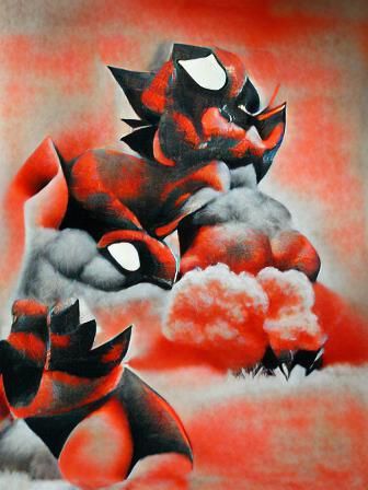 Incineroar: Charcoal Pop Art Matte Painting