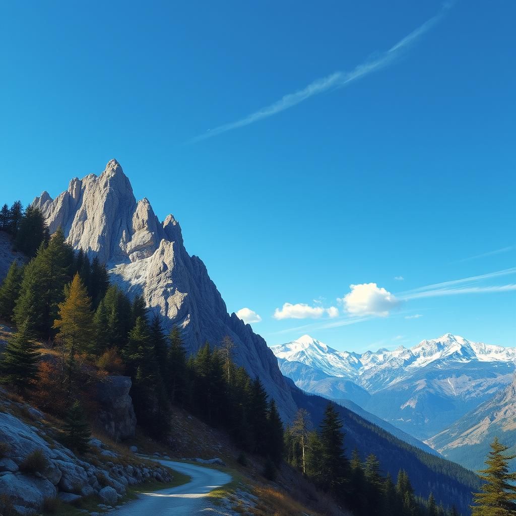 Majestic Mountain Landscape with Winding Road