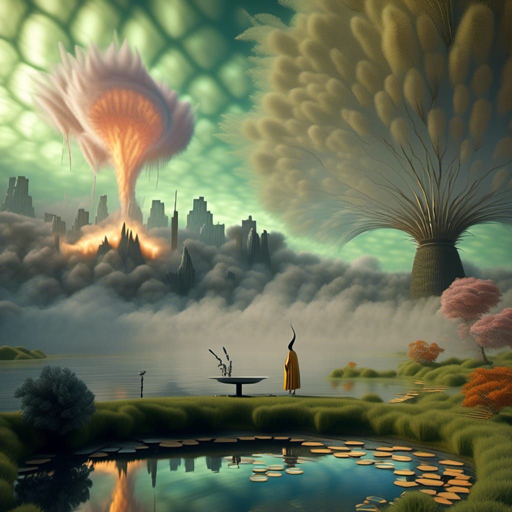 Erupting Pond in Biopunk Garden, Chromatic Aberration