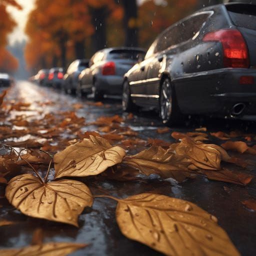 Fallen Autumn Leaf on Wet Stone