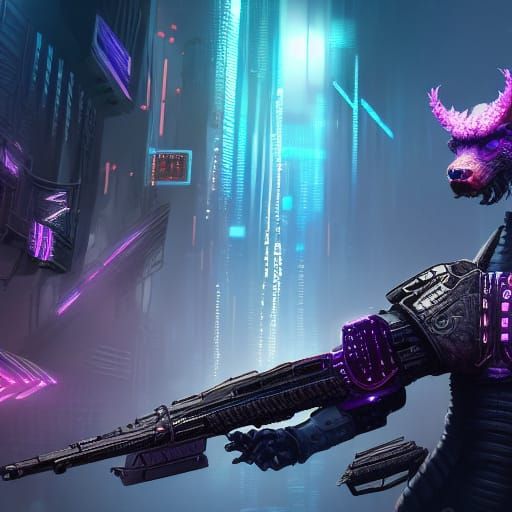 Cyberpunk Animal in Detailed Matte Painting