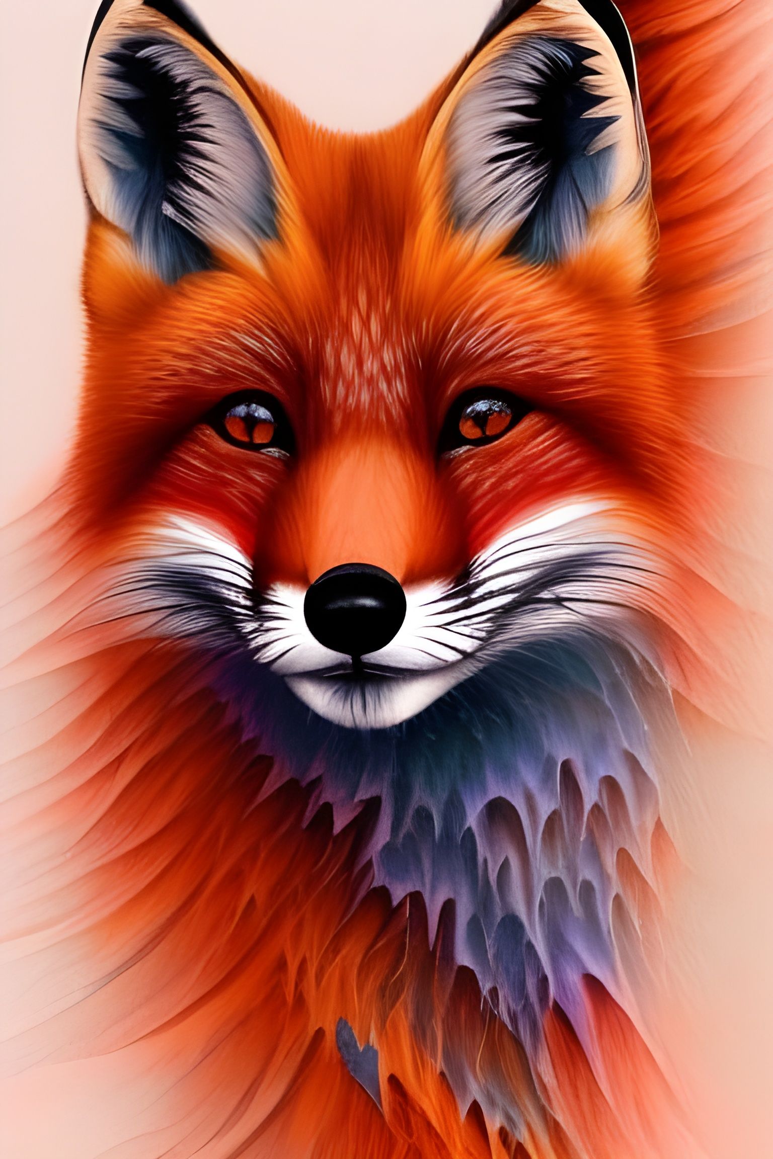 Ebru Art Red Fox in Resin Cast