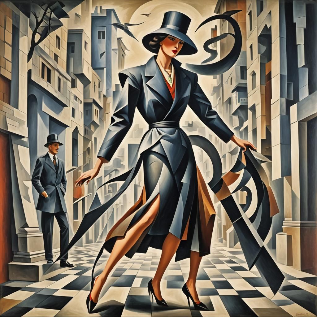 Abstract Cubist Bird of Prey About to Strike