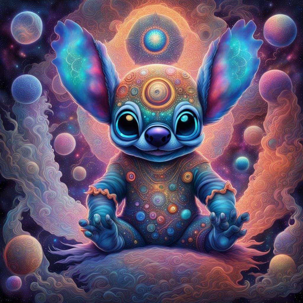 Astral Cosmic Stitch Illustration in Mixed Media