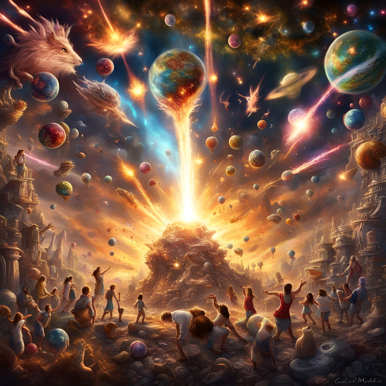 Exploding Light Grenade Creates Paradise, Digital Art