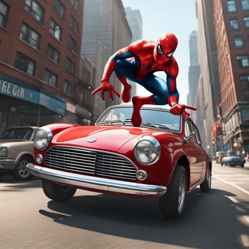 Realistic Spider-Man Lifts a Car