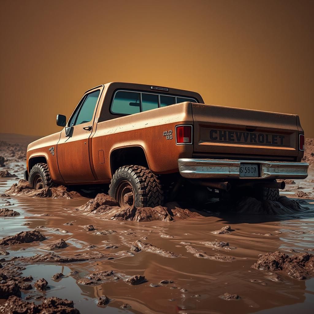 Chevy Truck Mudding in Hyperrealistic Concept Art