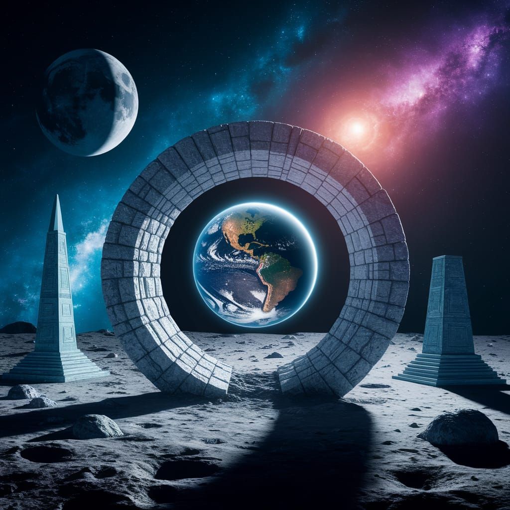 Moon Portal Reveals Earth in Astral Illustration