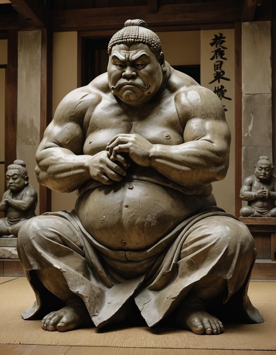 Sumo Wrestler as The Thinker: Neoclassical Digital Sculpture