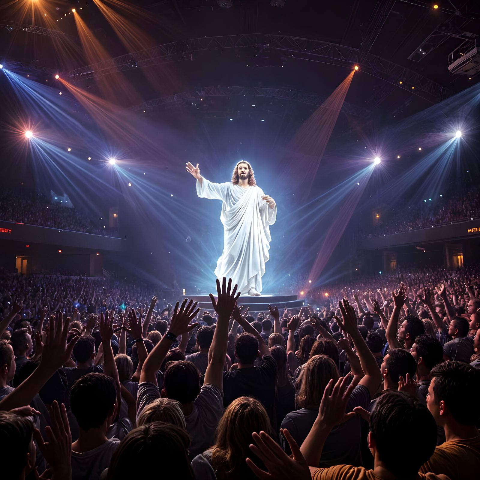 Jesus Christ Interacts with Devoted Crowd in Hypnotic Hologr...