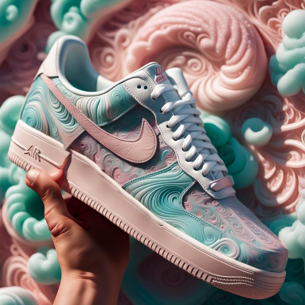Cotton Candy Nike Sneakers in Surreal Abstract Style