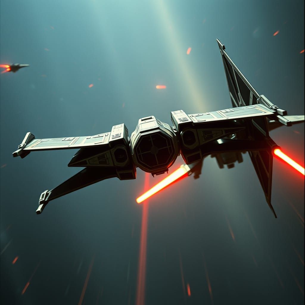Cinematic Space Chase: TIE Interceptor and X-Wing