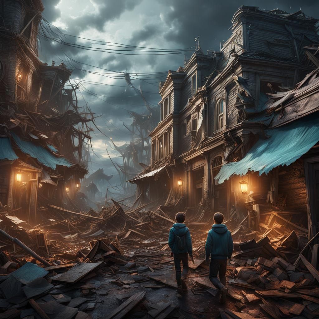 Tornado Devastation in a Fantastical Matte Painting