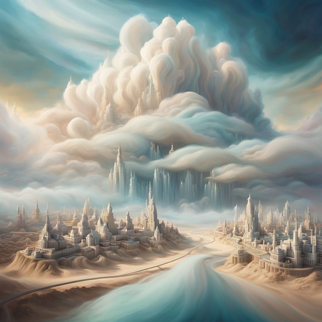 Dreamy City of Braided Hair: Surreal Airbrush Art