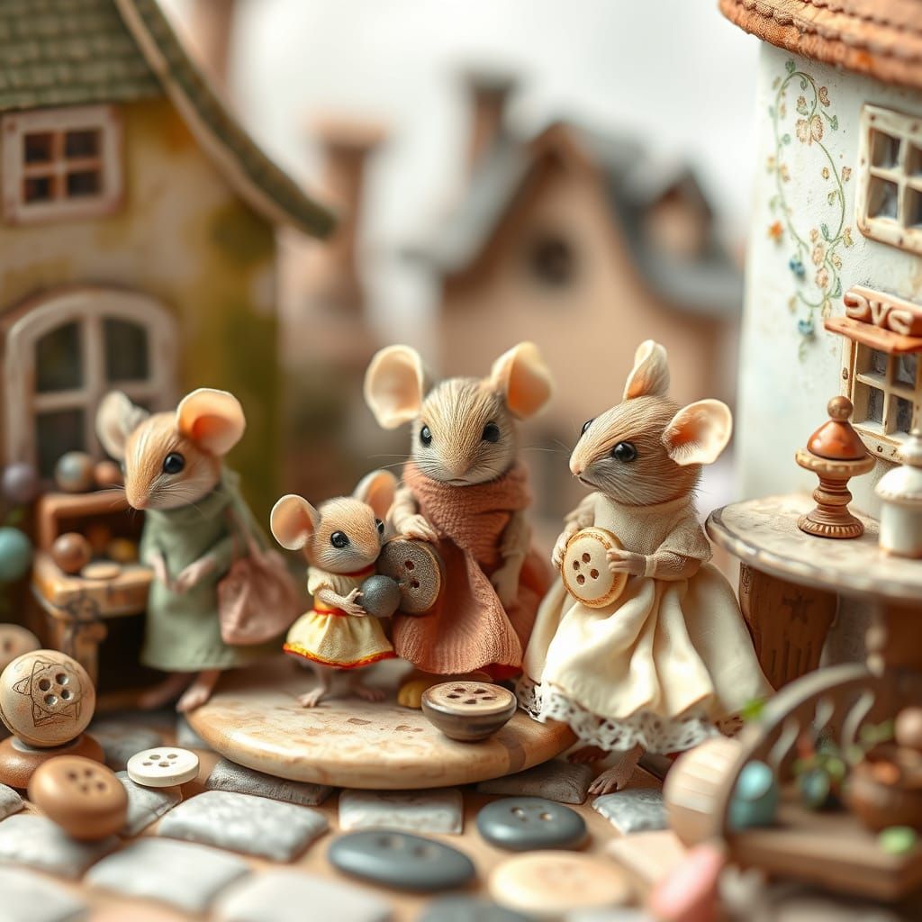 Mouse Town: A Whimsical Watercolor Scene