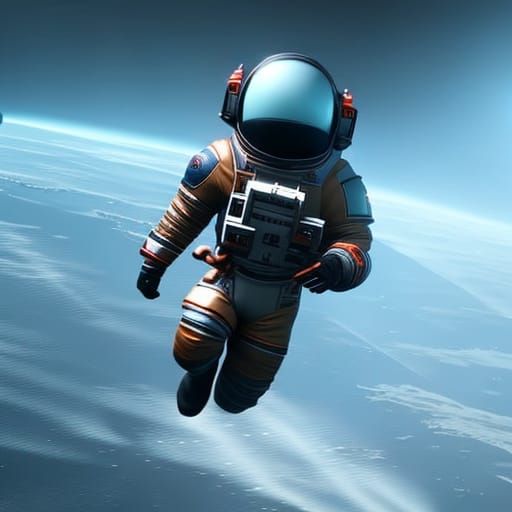 Astronaut Floating in Space in 3D Cinematic Style